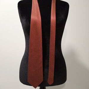 CARLOS DEVENEZIA ROMA BARCELONA LUXURY SILK MENS TIE BURGUNDY & GOLD CHECK 4"